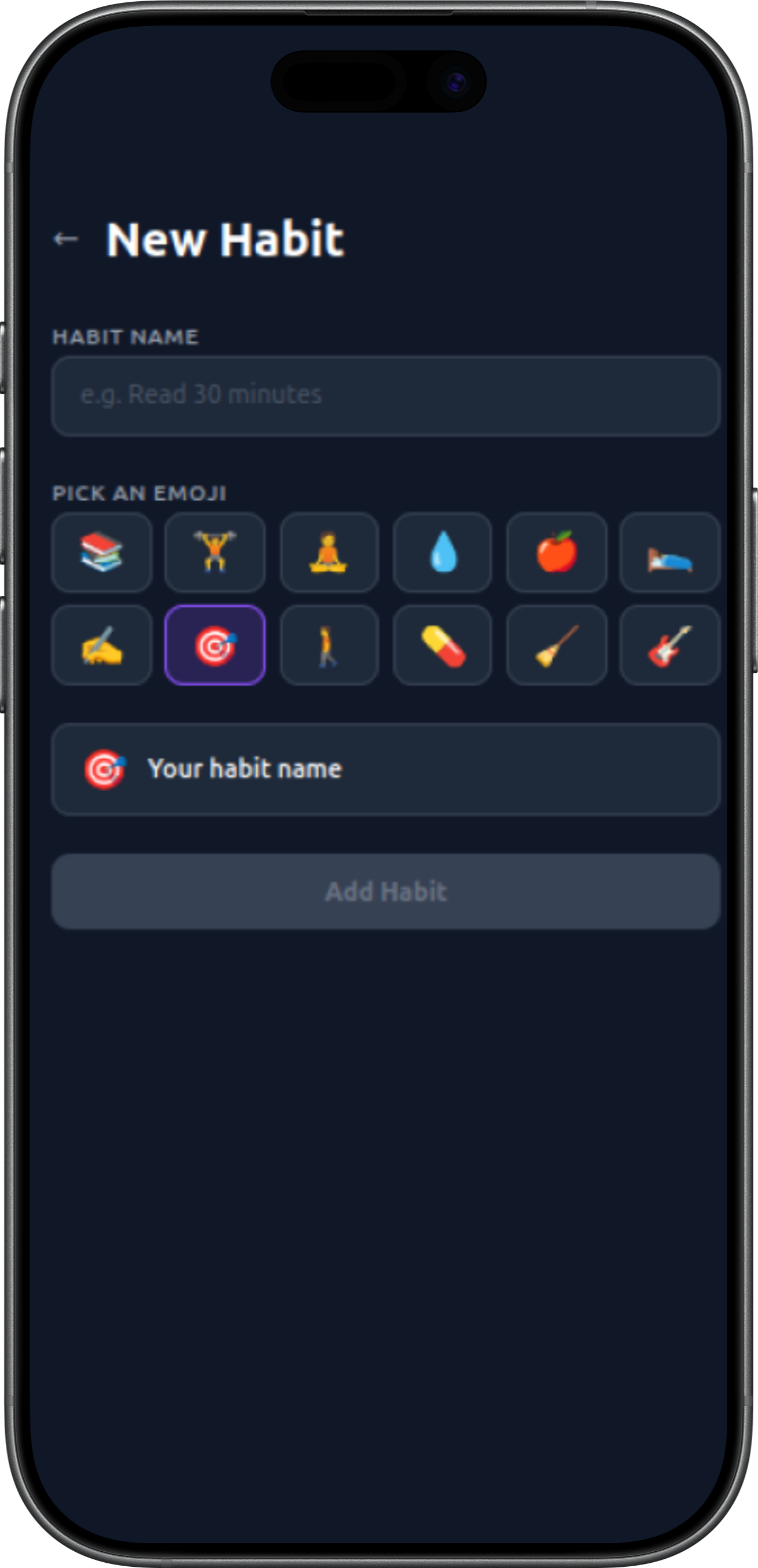 Habit tracker: alta de nuevo hábito